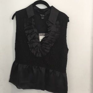 St. John lace and silk ruffle top